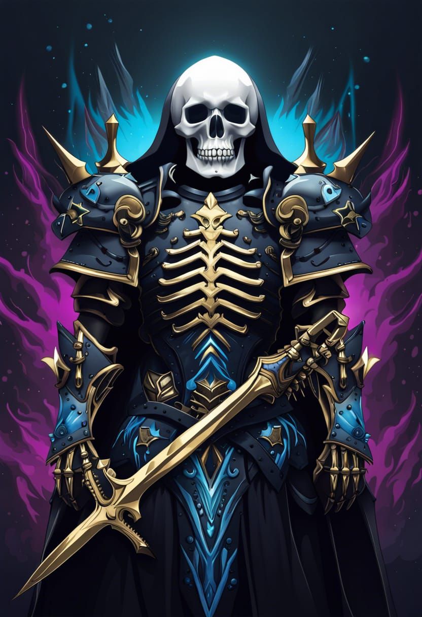 Crowned Bone Armor Skeleton in Dark Goth Style