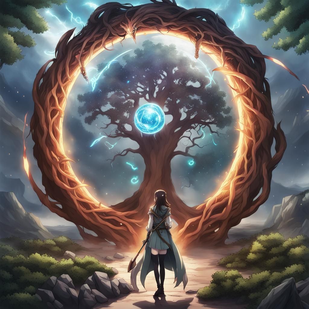 Ouroboros Loki Girl Creates Yggdrasil: Anime Art
