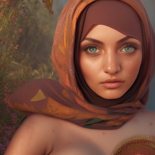 Beautiful Muslim Woman in Hijab: Fantasy Art