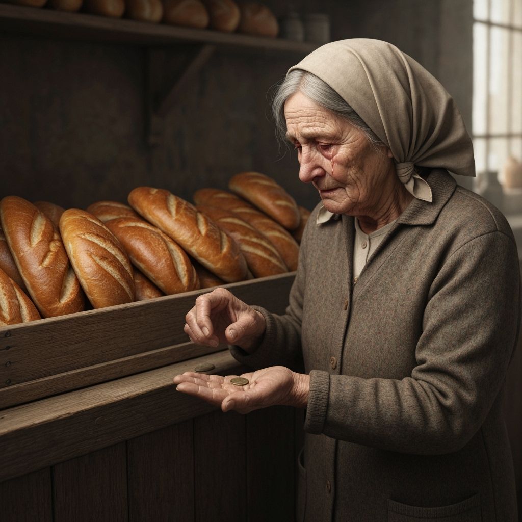 Sorrowful Woman with Coin, Photorealistic 8K