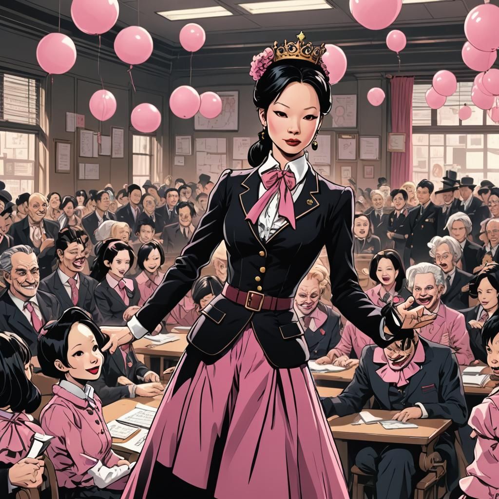 Teacher Oversees Clowns: Manga-Style Digital Art