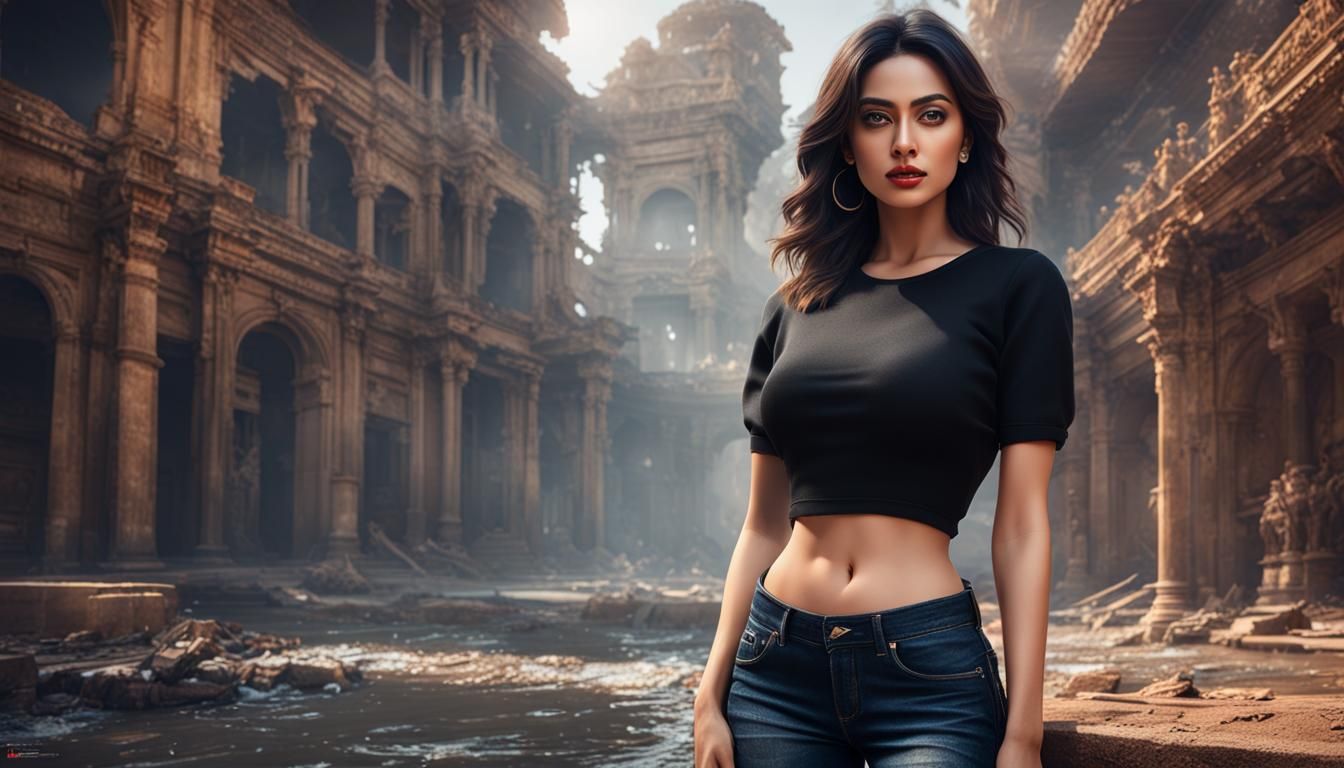 Beautiful Girl in Jeans: Photorealistic Fashion Shoot