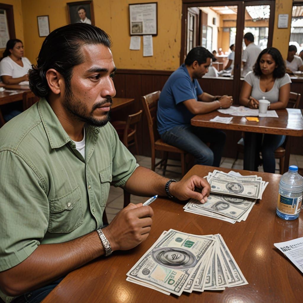 Man Looks at Photo Amidst Bills, Relationship Stress
