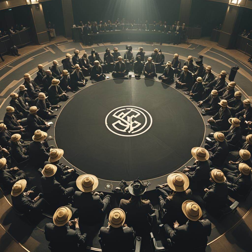 Dystopian Underworld Meeting in Chiaroscuro Style