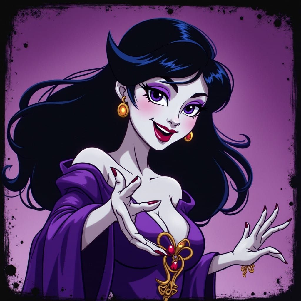 Mysterious Sorceress in Distressed CRT Screen