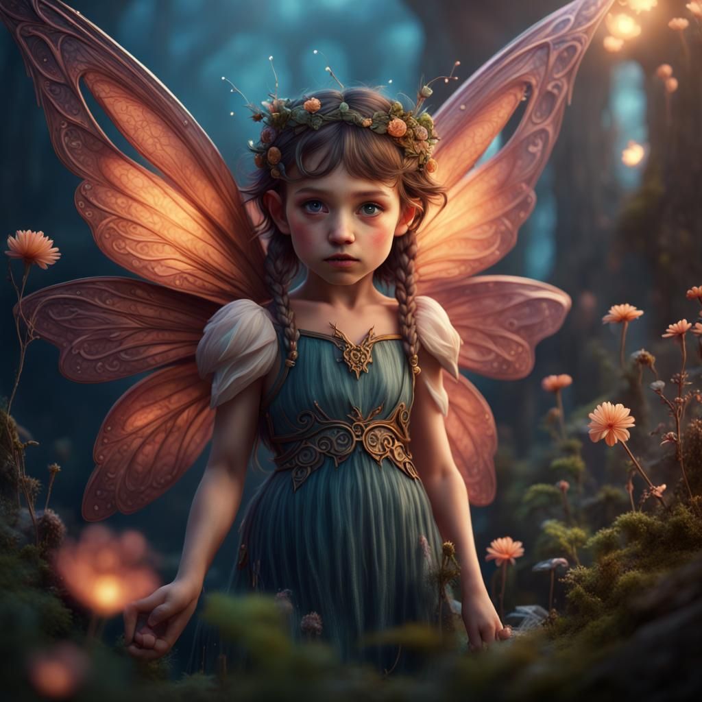 Fantastical Fairy Girl in Detailed Matte Painting
