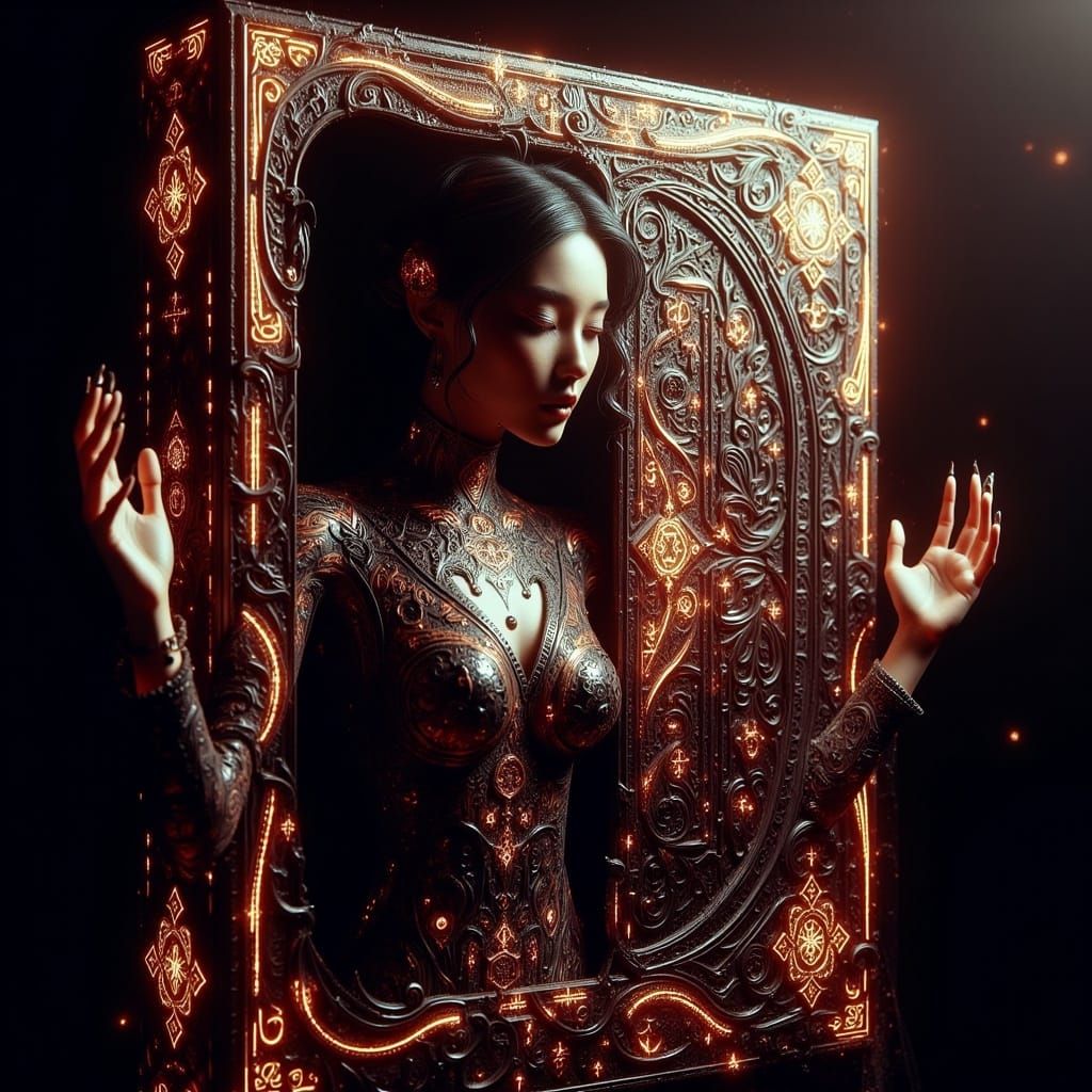 Woman Emerging from Book Cover in 3D Anime Art
