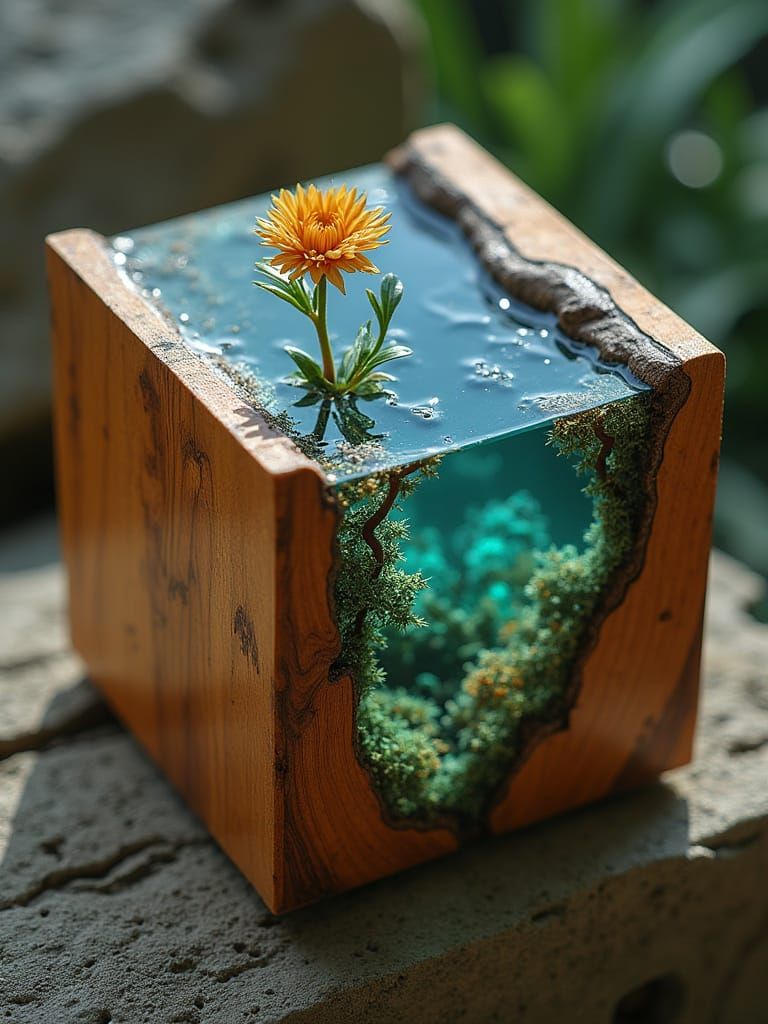 I'm Tiny With You in Cell-Laced Oceanic Resin