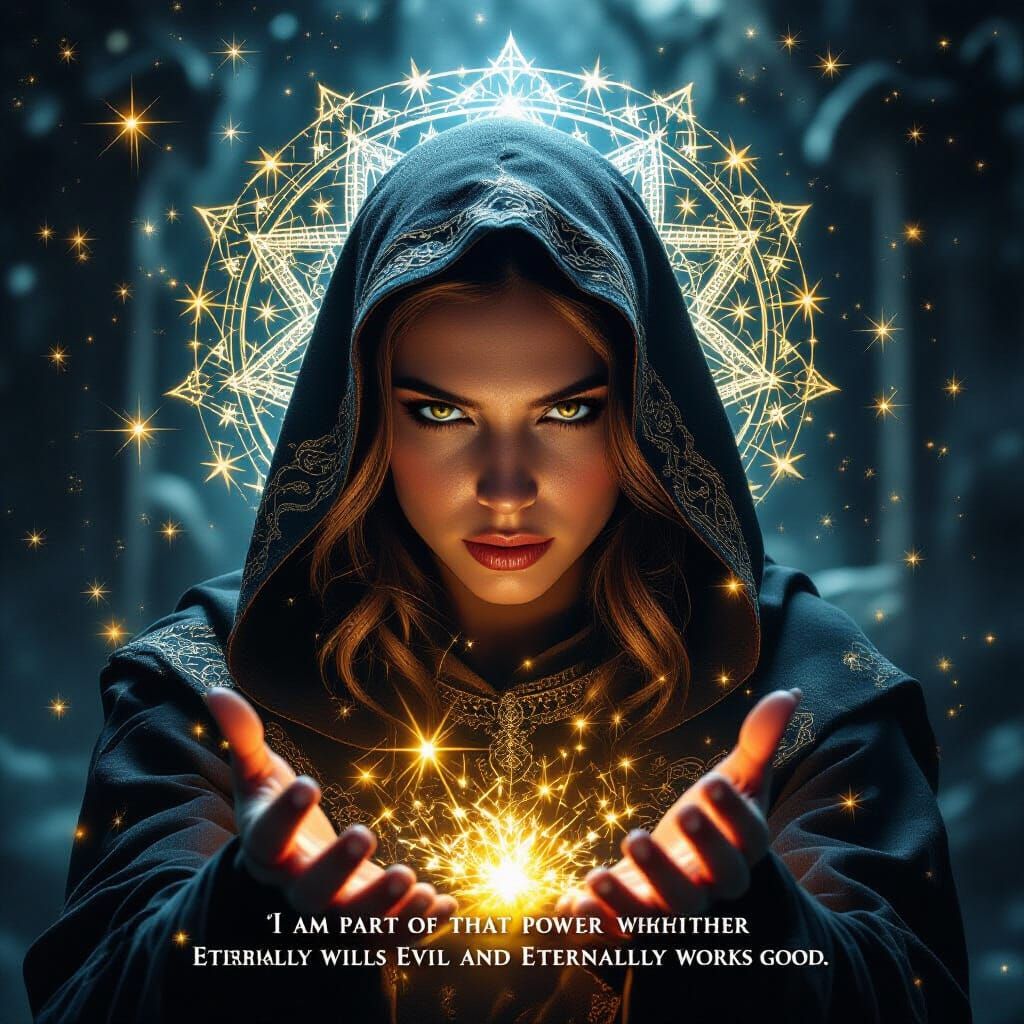 Mystical Double Exposure: Power of Good and Evil