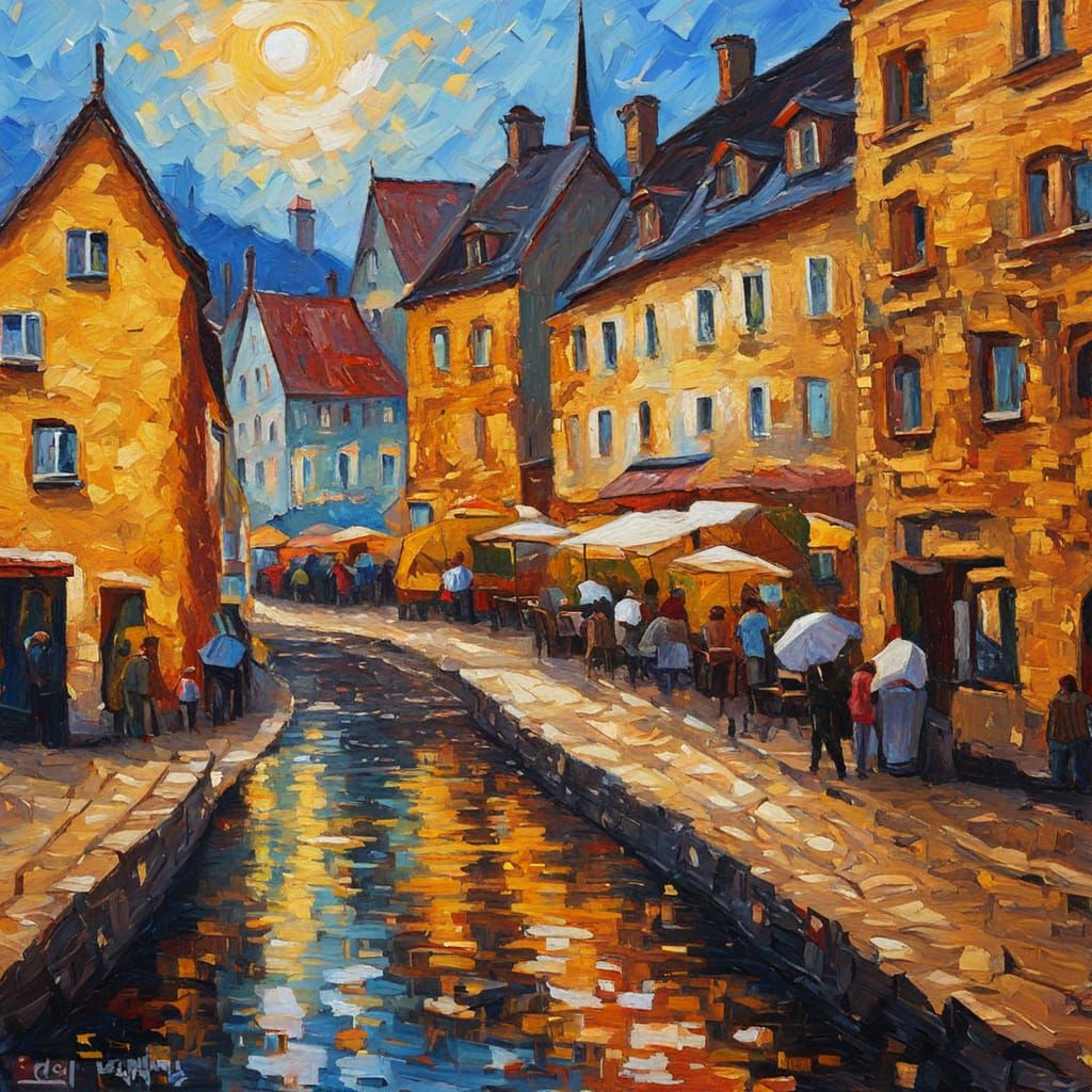 Vibrant Bilafat Germany Scene in Neo-Impressionist Style