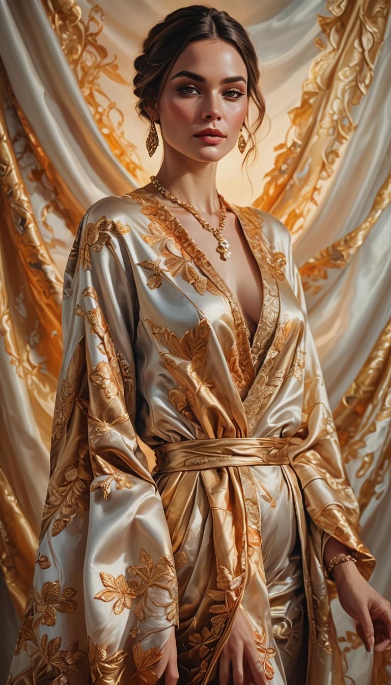 Woman in Luxurious Clothes: Hyper-Realistic Digital Art