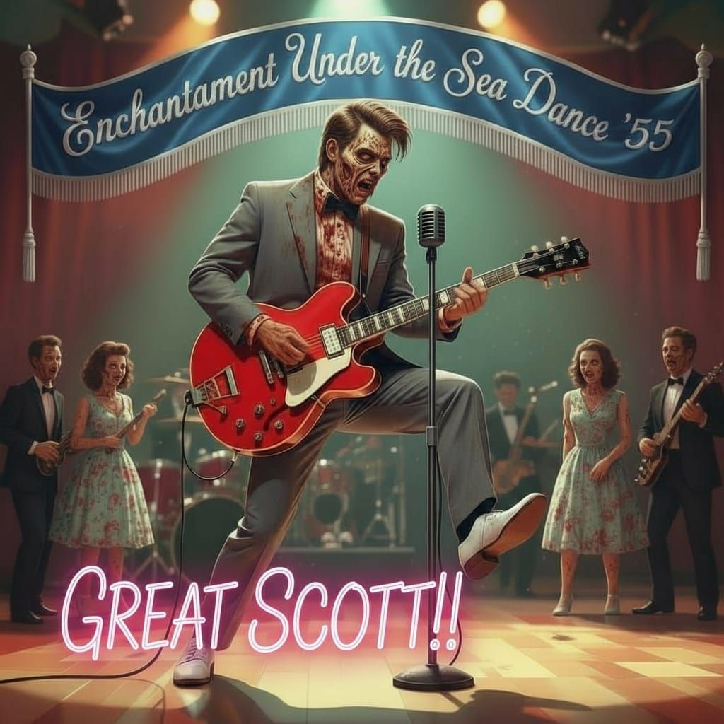 Marty McFly Plays Guitar At 50s Prom Digital Art