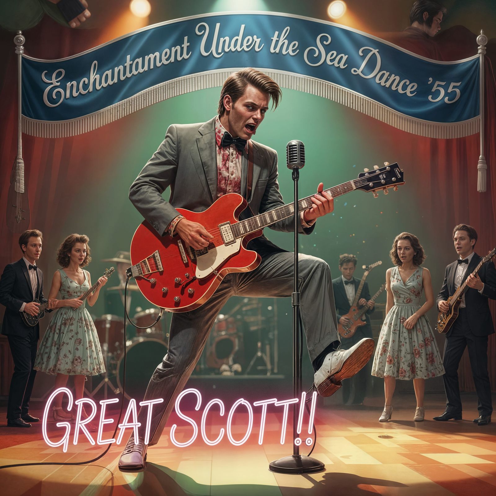 Marty McFly Plays Guitar At 50s Prom Digital Art