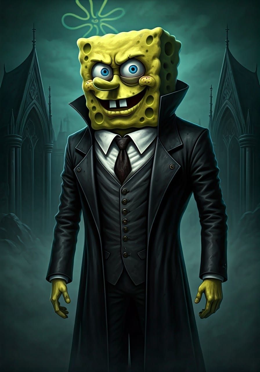 Dark Spongebob as Nelo Angelo in Gothic Portrait