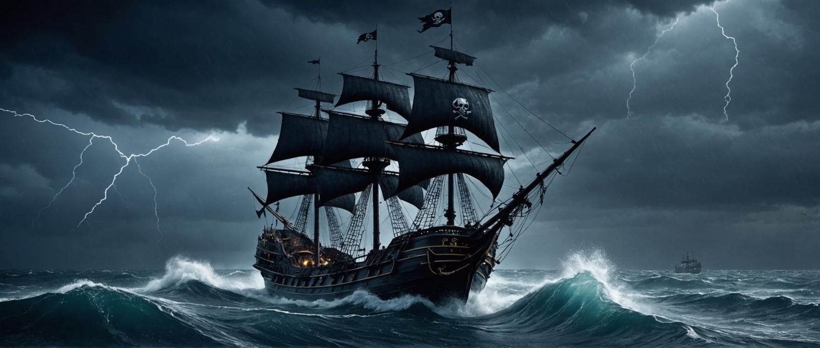 Stormy Seas: Pirate Ship and Kraken in Dark Fantasy