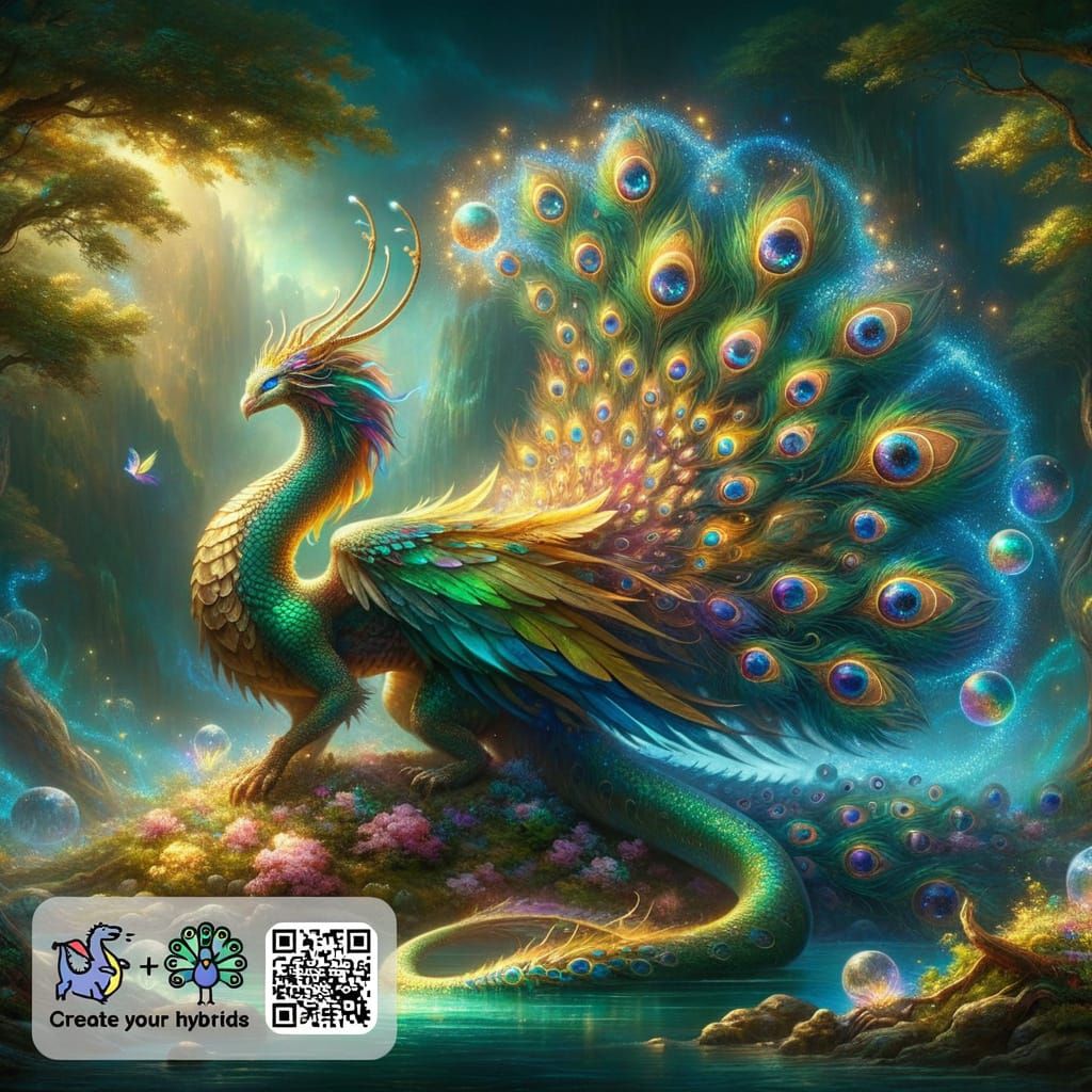 Dragon-Peacock Hybrid: A Creature Fusion