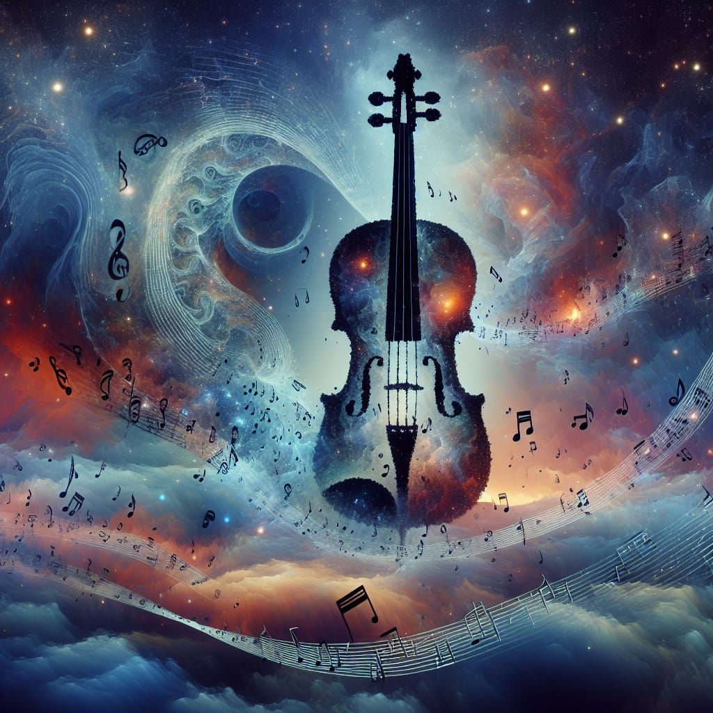 Harmonious Sound Waves in Violin Silhouette