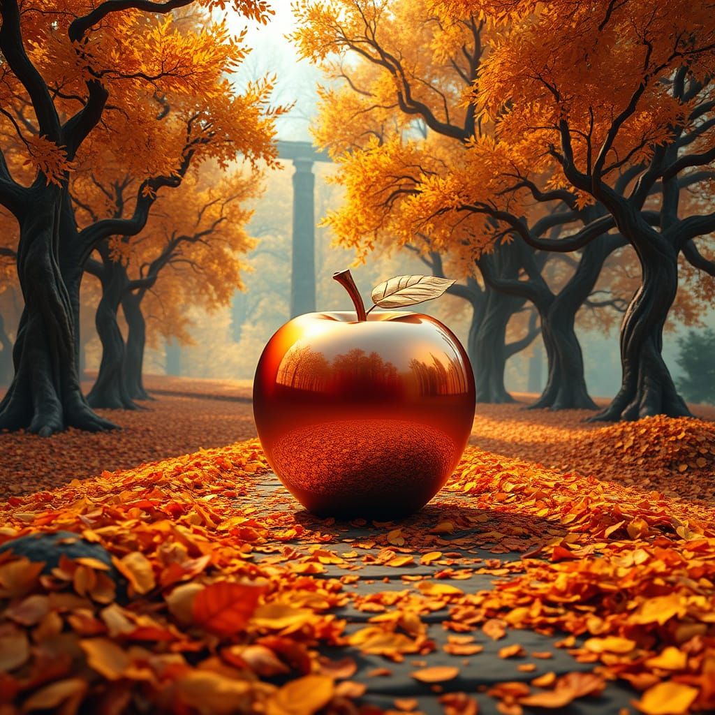 Surreal Autumn Wonderlands in Metallic Apple Style