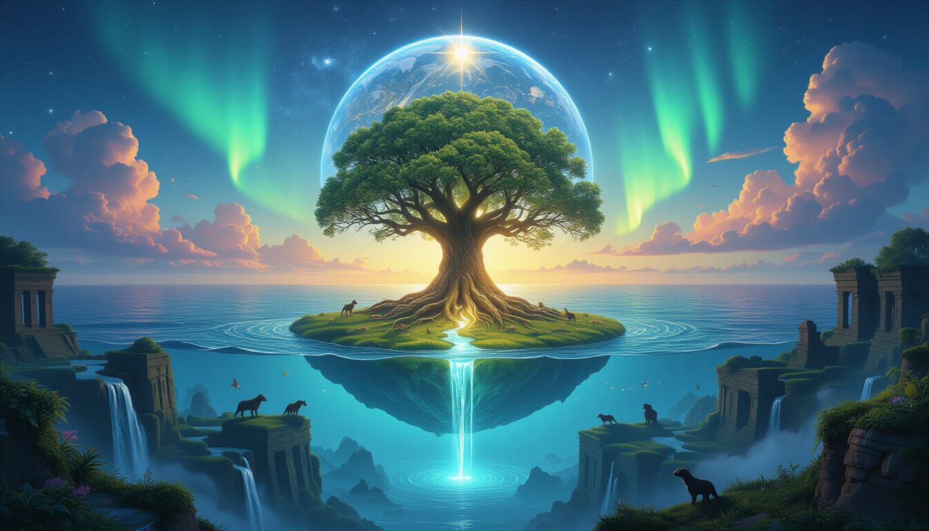 Reborn Earth: Tree of Light, Auroras, and Hope