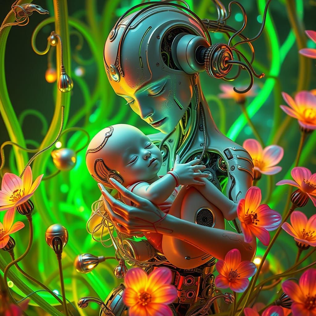 Robot with baby