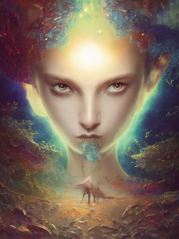 Surreal Insomnia: Woman and Mirror in Fairytale Style