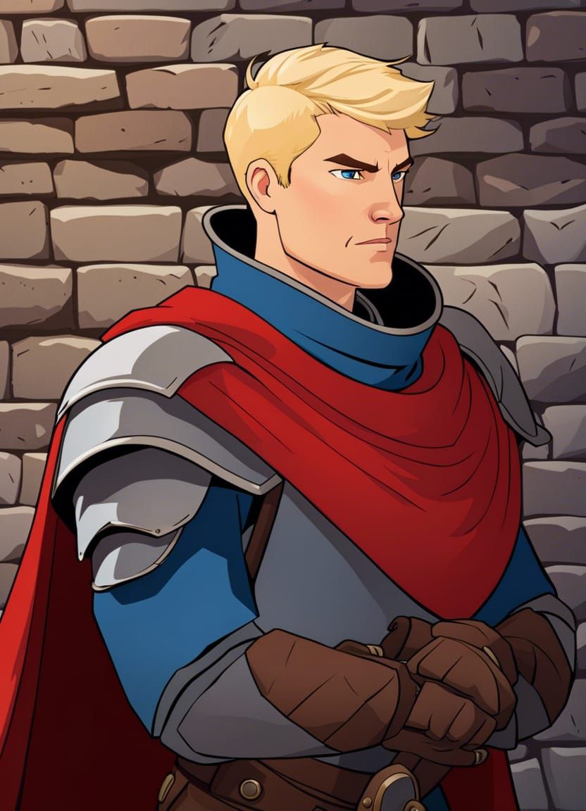 Guard Captain in Medieval Armor: Banner Saga Style