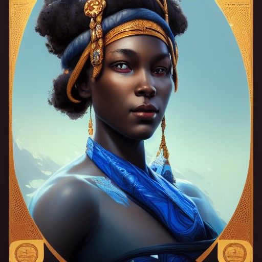 Imperial Portrait of Blue-Eyed Girl, Hyperdetailed Art