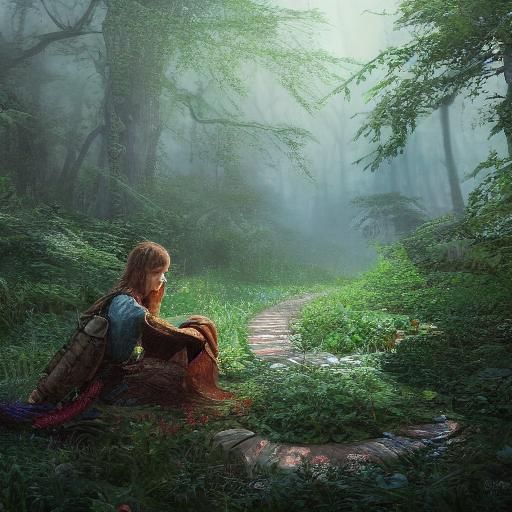 Lush Forest Meditation Scene in Pixar 3D Style