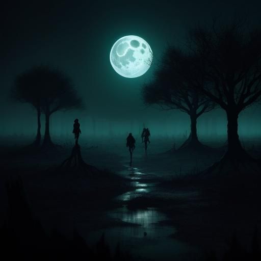 Surreal Zombies Roam a Deserted Landscape