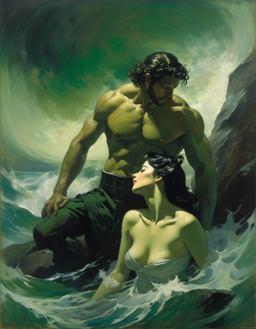 Sailor and Siren Encounter in Romantic Surrealism
