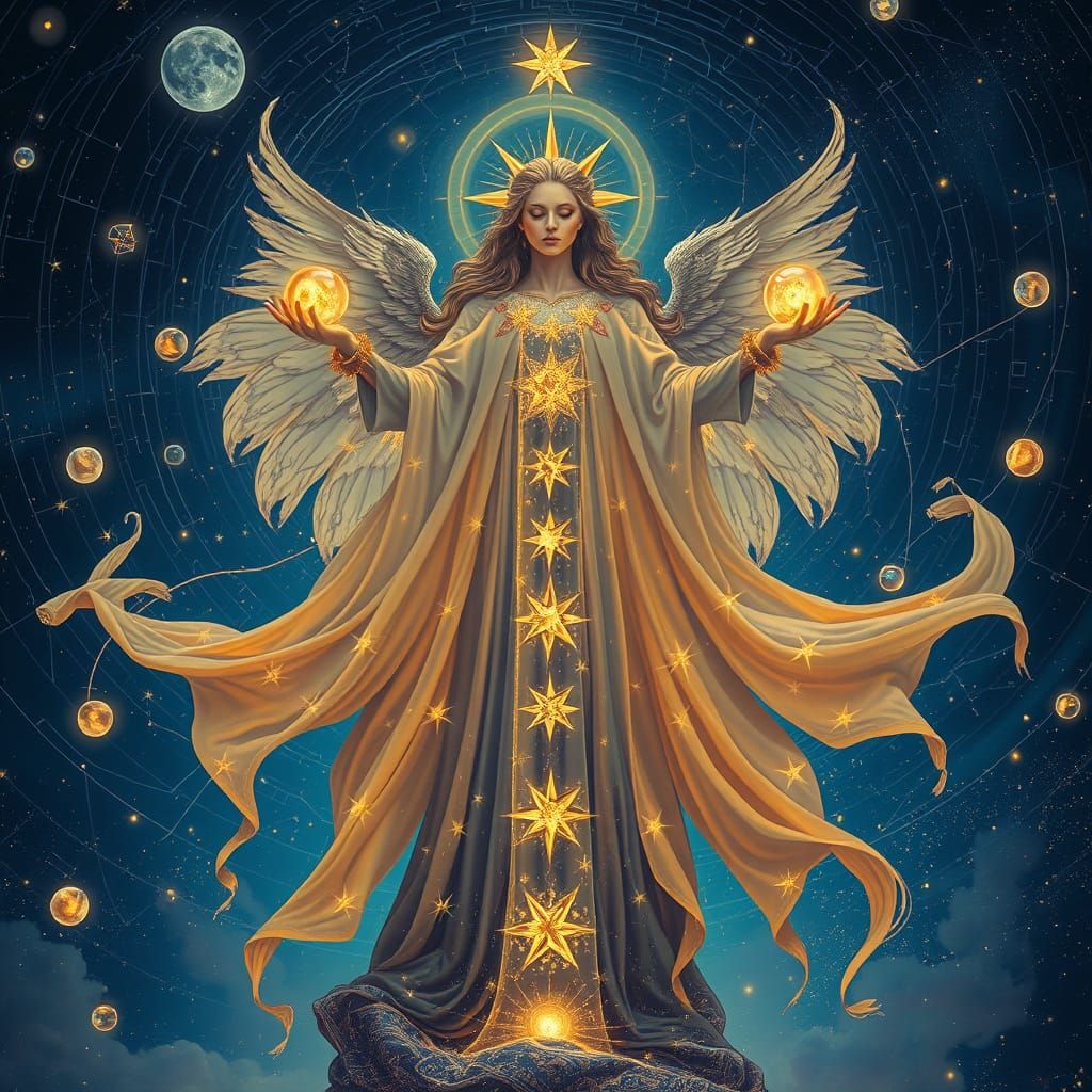 Cosmic Mystic in Star-Embroidered Robes