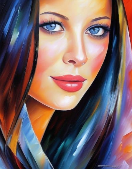 Colorful Portrait Painting of a Young Woman
