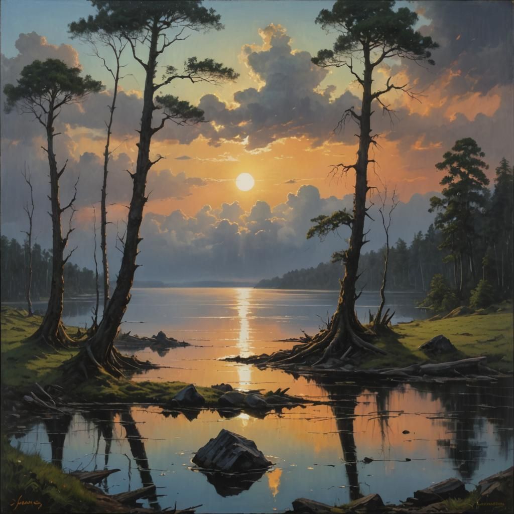 James Gurney Style Oil Painting: Nature's Peaceful Return