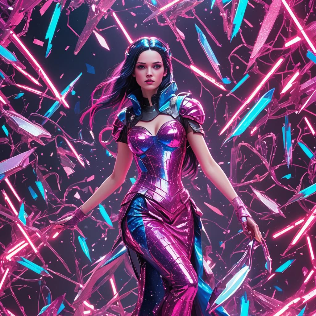 Snow White Space Mermaid in Cyberpunk Style