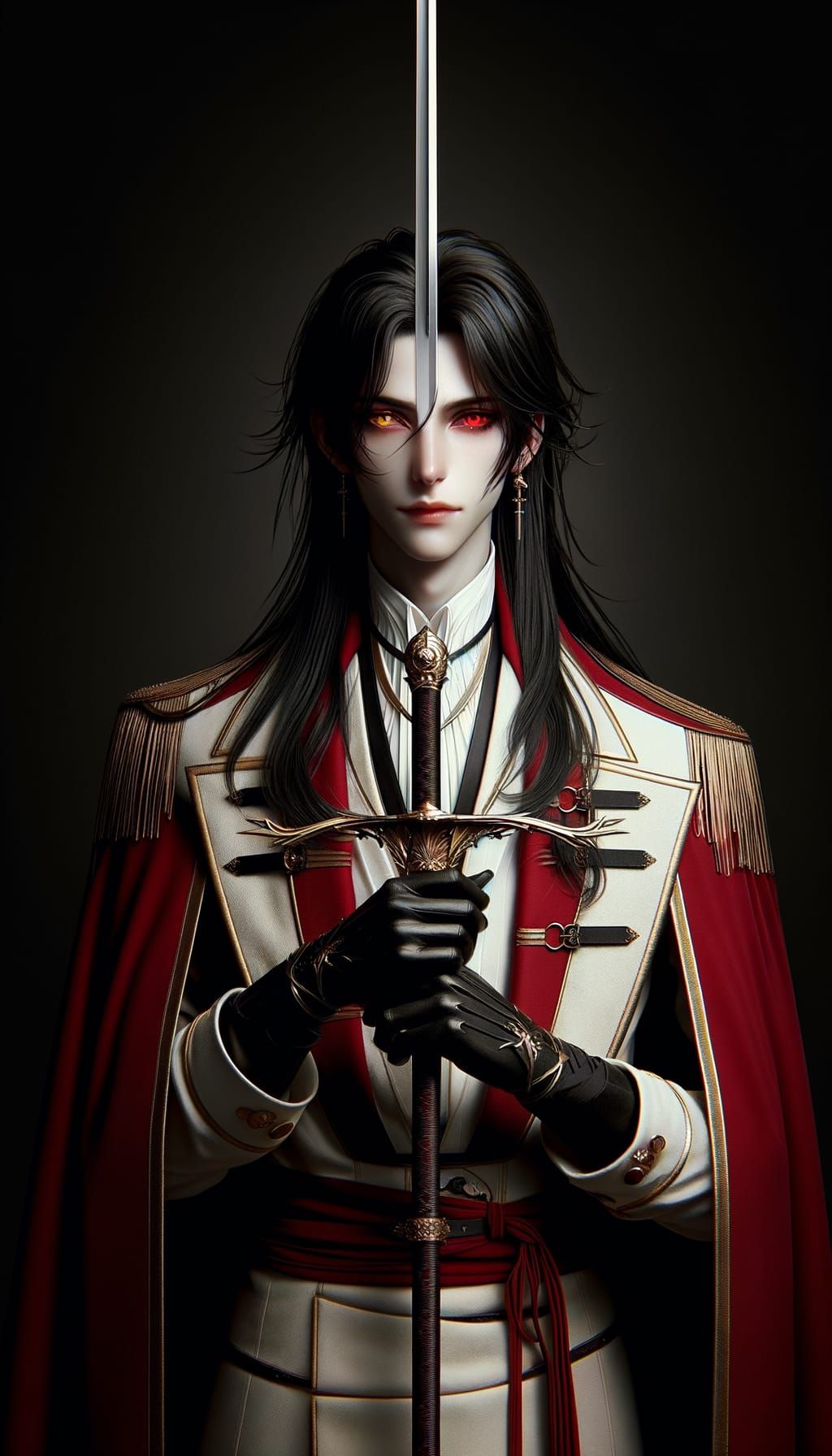 Androgynous Spellblade with Zweihänder on Black