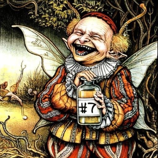 Mischievous Fairie Laughs in Enchanted Forest