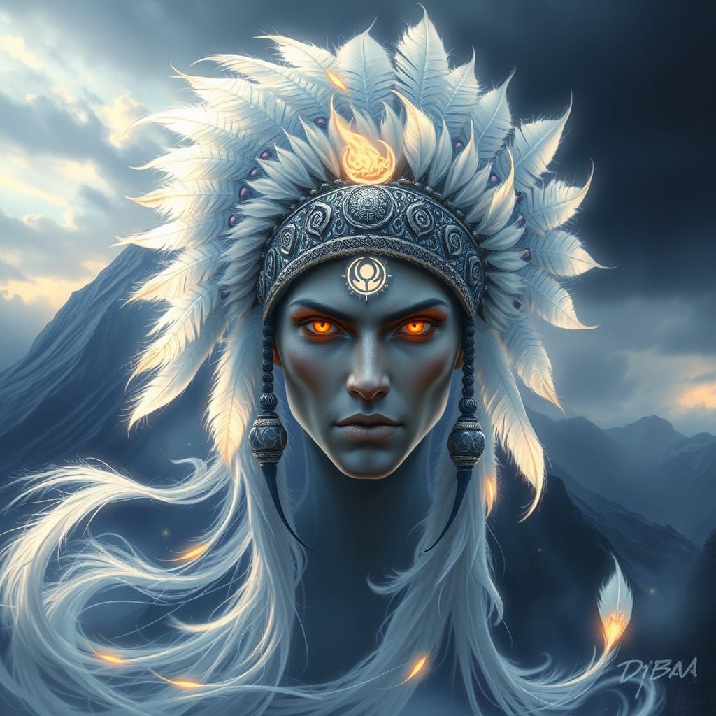 Ethereal Air Spirit in Native American Headdress