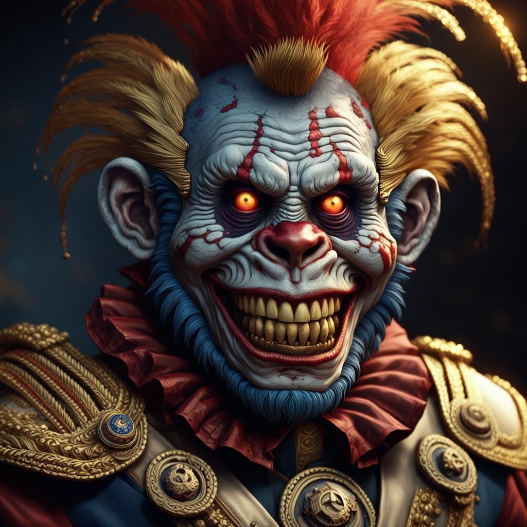 Zombie Monkey Clown General in Vibrant Concept Art