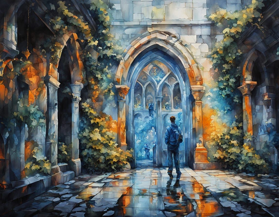 Surreal Encaustic Masterpiece in an Ancient Hall