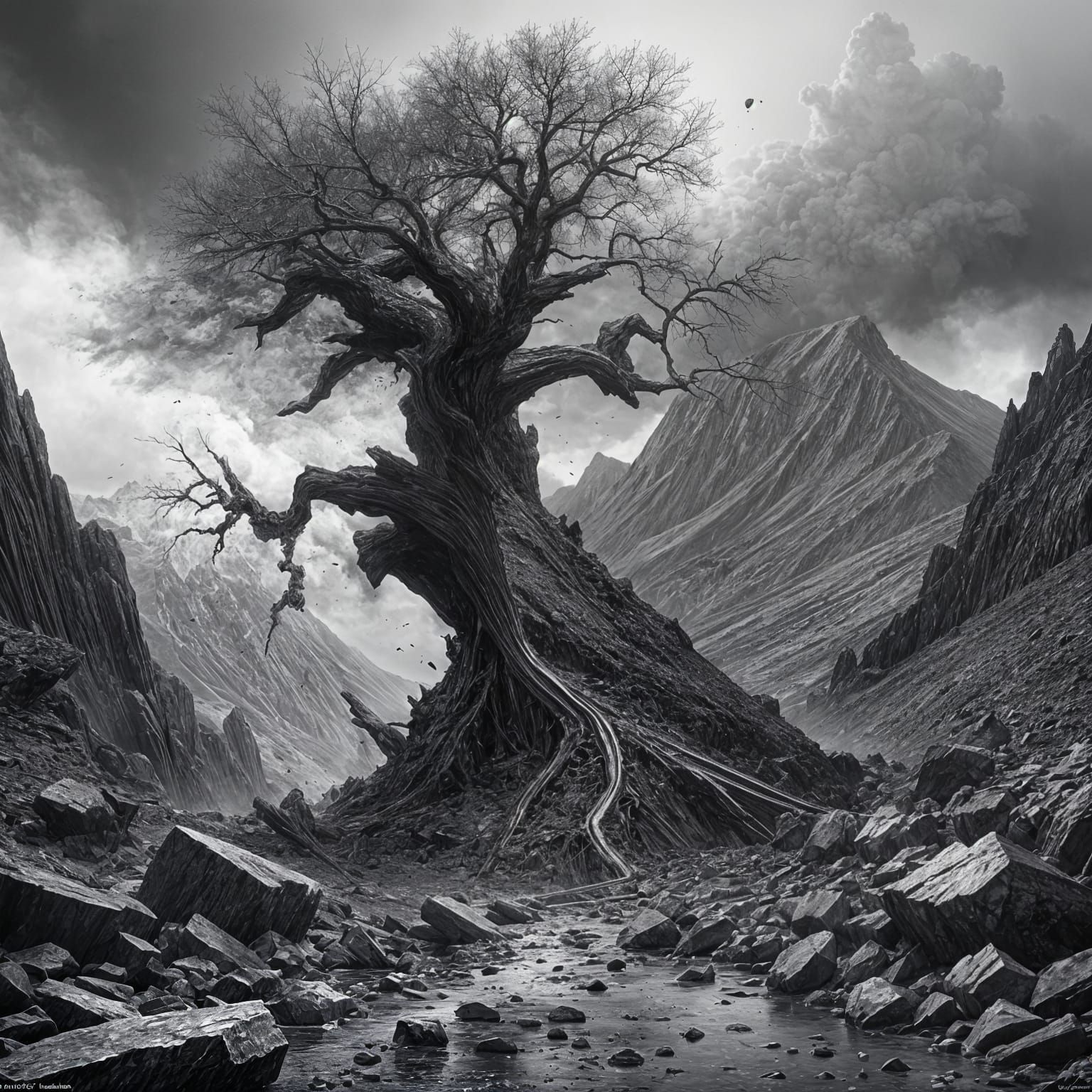 Ancient Mountain Landscape Unleashes a Screaming Man in Char...