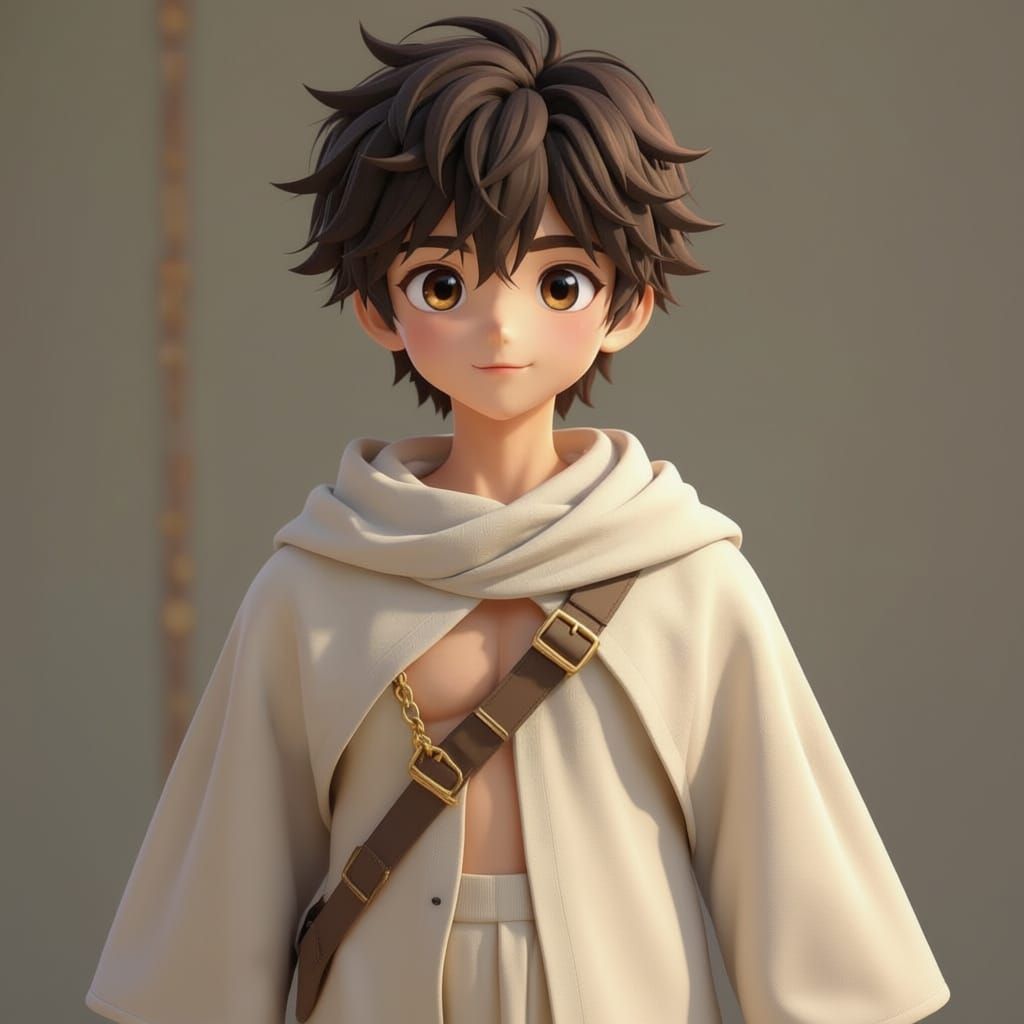 Cute Anime Guy With Innocent Eyes Showing Abs