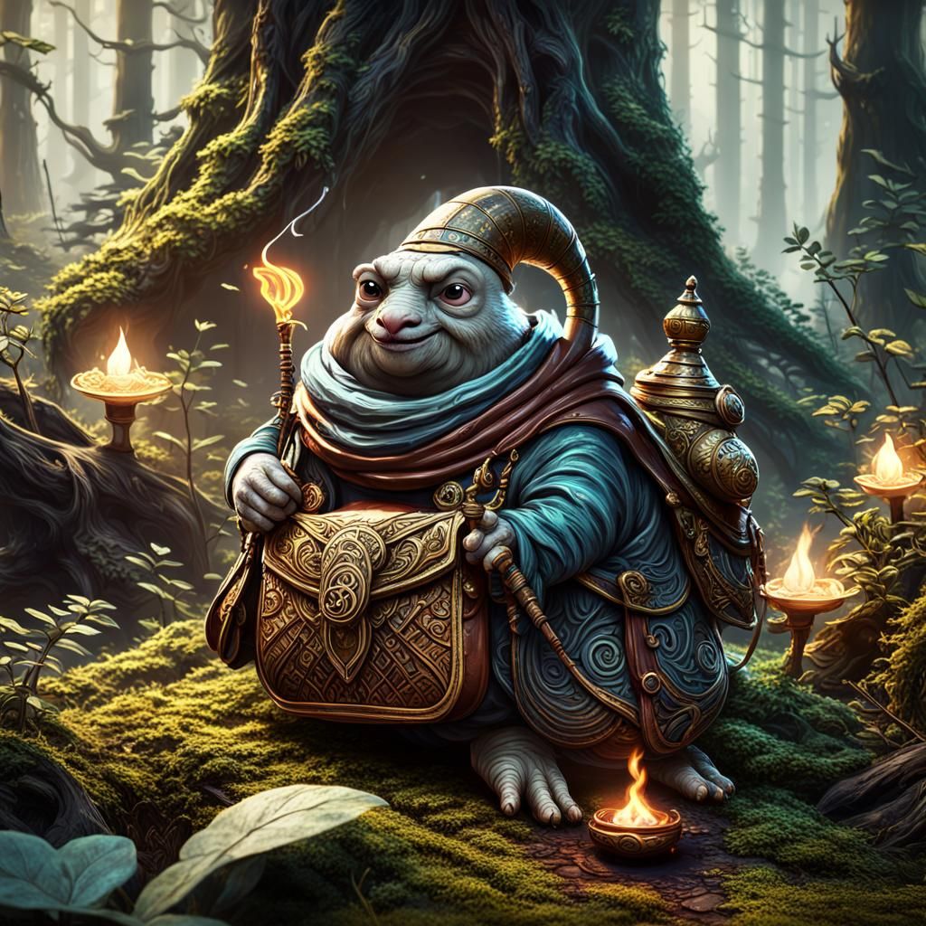 Snail Sage's Forest Journey in Detailed Digital Painting