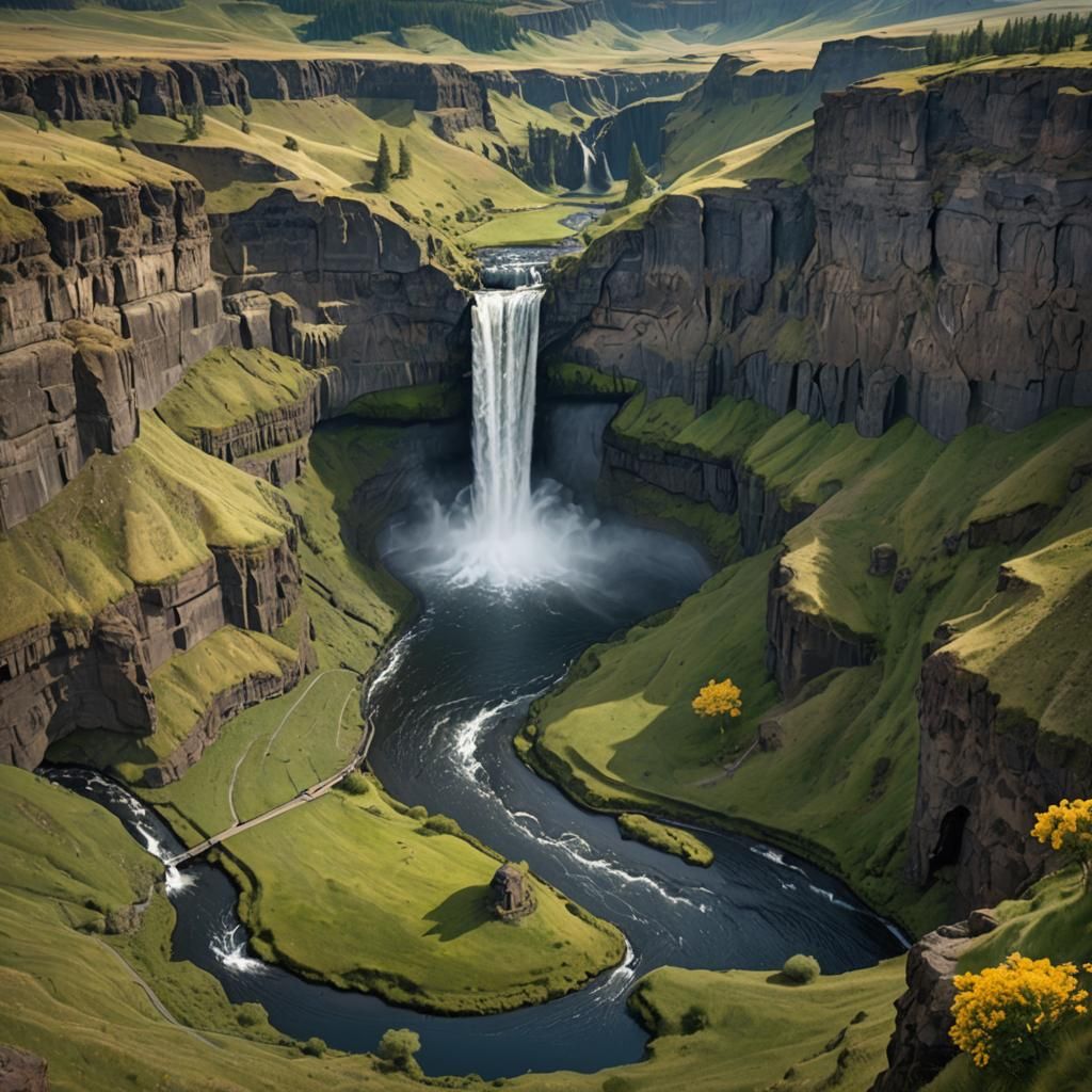 Dramatic Palouse Falls Matte Painting