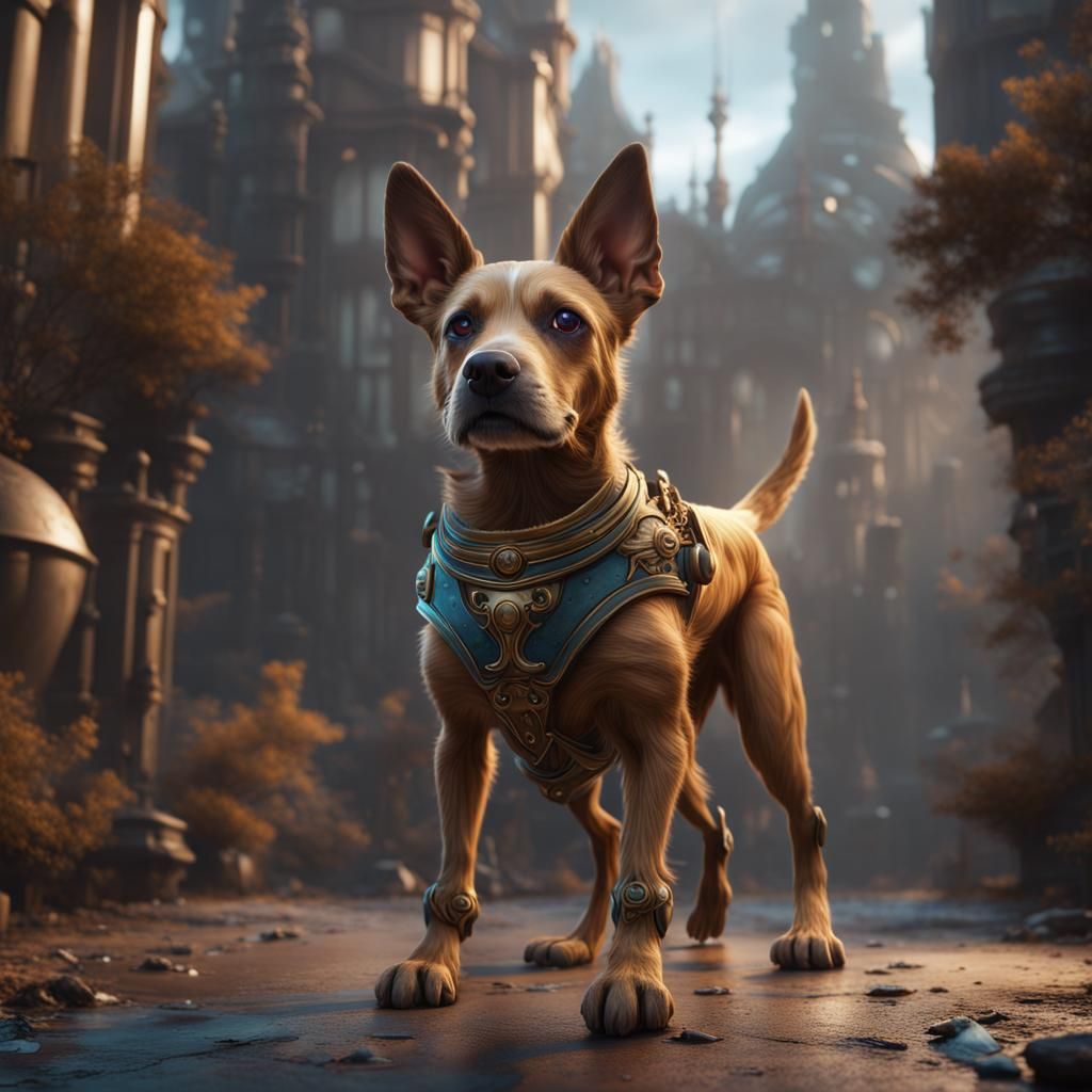 Fantastical Matte Painting of a Smart Dog