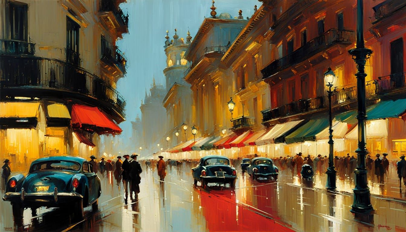 Barcelona Impressionism in Impasto Acrylic Style