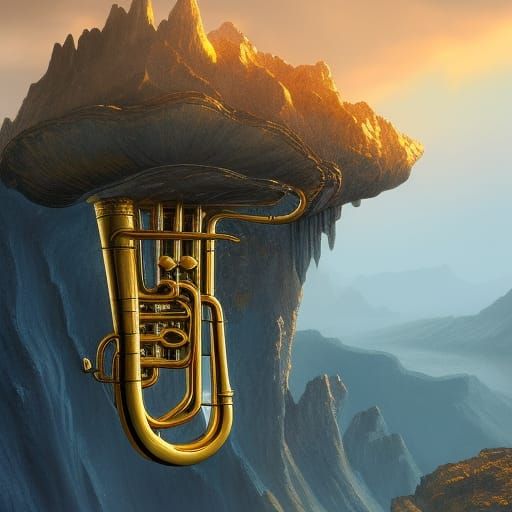 French Horn Summit: A Golden Fantasy Art Piece