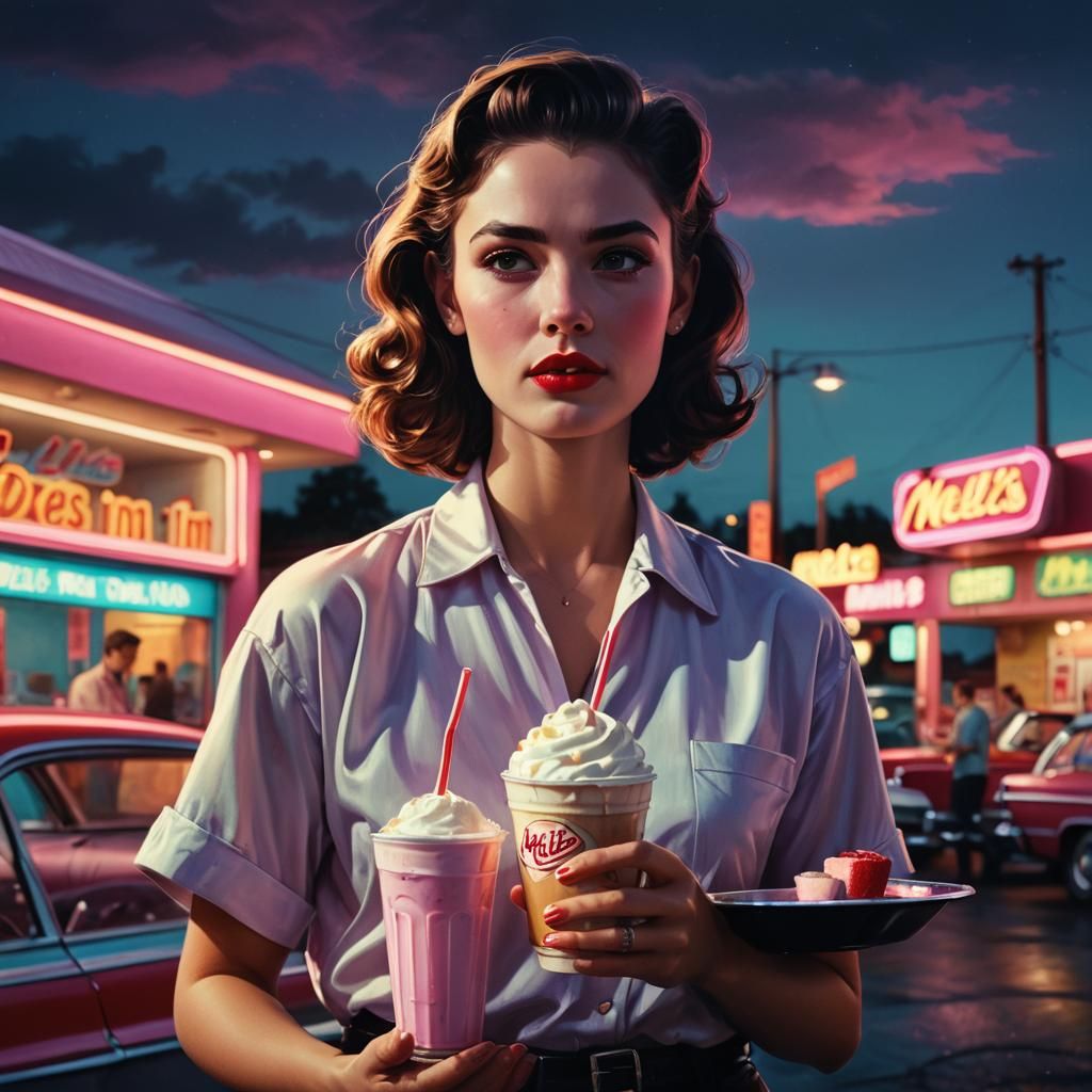 1950s Mel's Drive-In: Hyperrealistic Concept Art