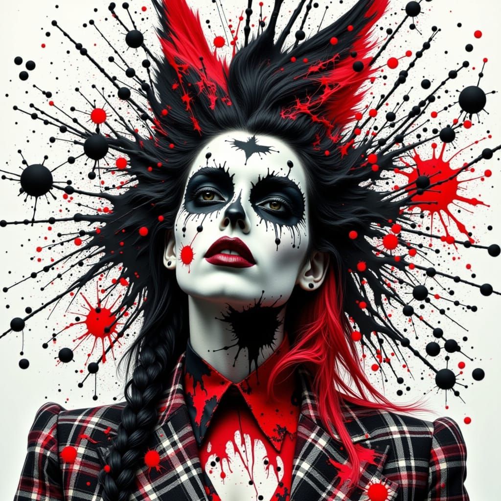 Mischievous Avian Supervillain in Punk Surrealism Style