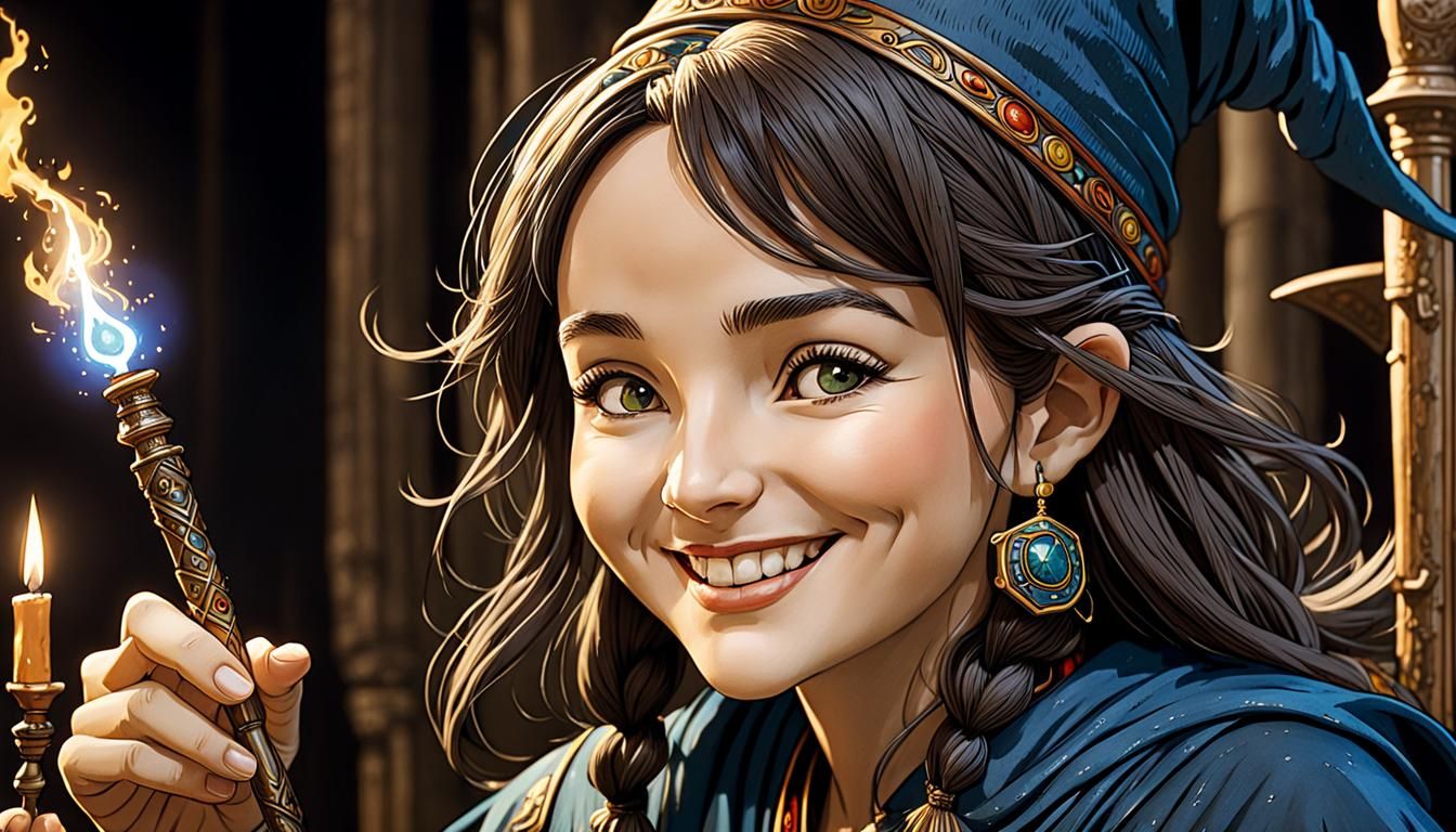 Playful Sorceress Learns Wand Magic From Master