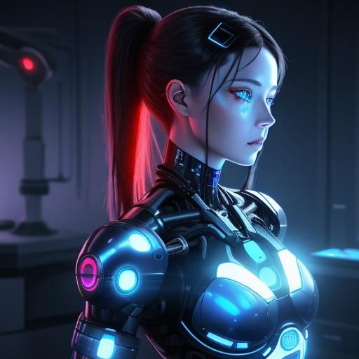 Futuristic AI Doctor Performing Surgery in Biopunk Style